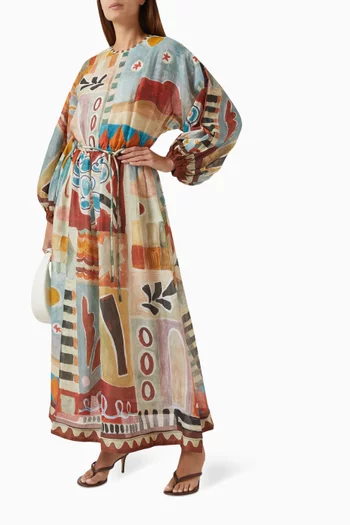 x LRNCE Michelle Belted Dress in Ramie