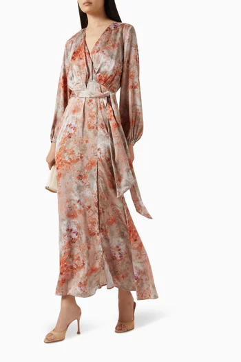 Piper Floral-print Gown in Satin