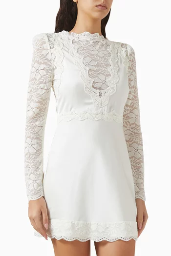 Margot Mini Dress in Lace & Satin
