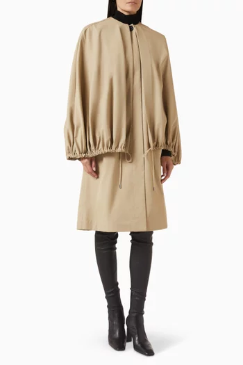 Detachable Cape Coat in Organic Cotton
