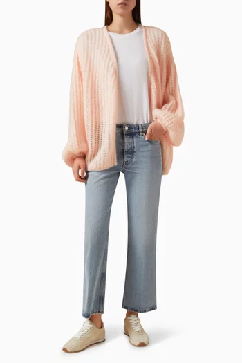 Puffed Knit Cardigan in Mohair Blend