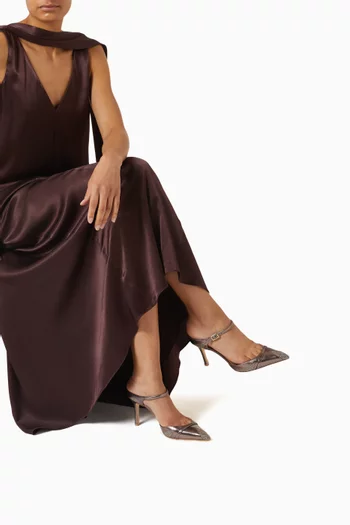 Uma 80 Mules in Metallic Nappa Leather