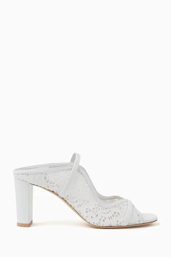 Norah 70 Mule Sandals in Broderie & Leather