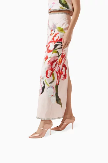 Maureen 85 Mules in Satin & Metallic Nappa