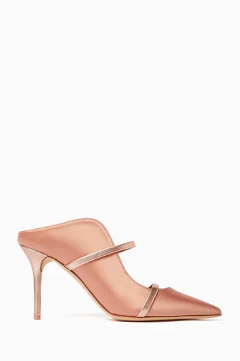 Maureen 85 Mules in Satin & Metallic Nappa