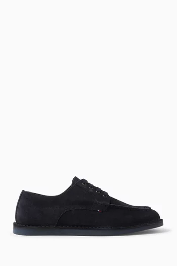 Topstitch Derby Shoes in Suede