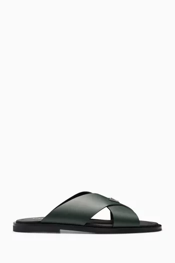 Crisscross Slides in Saffiano Leather