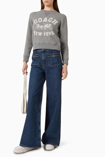Horse & Carriage Crewneck Sweater in Wool-blend