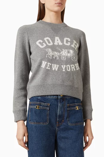 Horse & Carriage Crewneck Sweater in Wool-blend