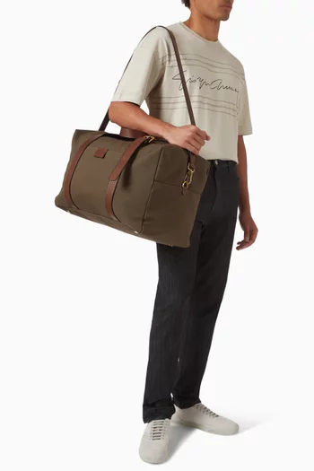 Zipped Tote Bag in Canvas & Leather
