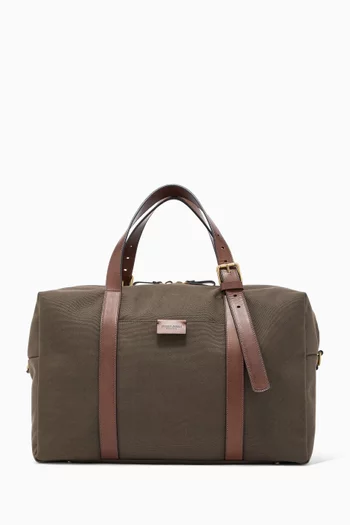 Zipped Tote Bag in Canvas & Leather