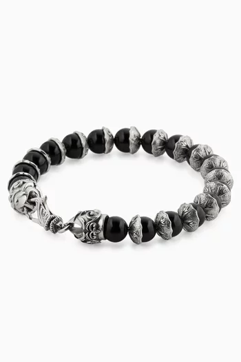 Shield Beaded Bracelet in Sterling Silver