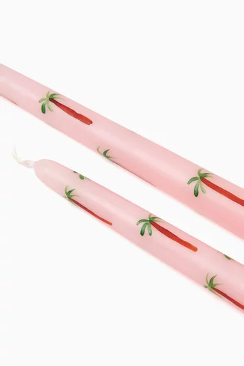 Palm Candlesticks in Wax, Set of 2