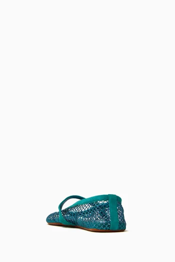Fishnet Ballet Flats in Crystal Mesh