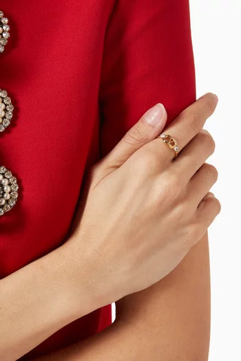 خاتم بتصميم بيضاوي مرصع بكريستال سواروفسكي معدن