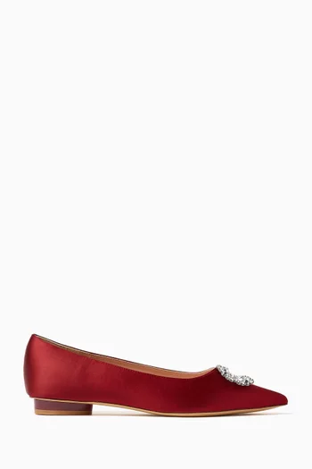 Aziza Crystal Ballerina Flats in Satin