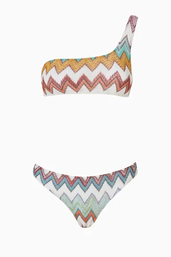 Knit One-shoulder Bikini Set