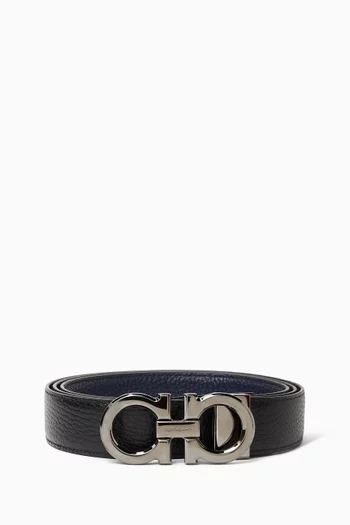 Gancini Reversible Monogram Belt in Leather