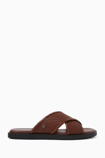 Gancini Sandals in Woven Leather