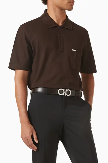 Gancini Reversible Monogram Belt in Leather