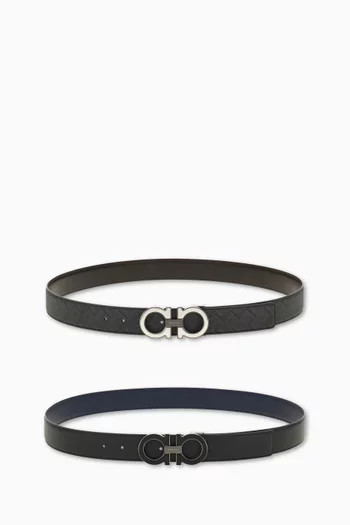 Gancini Reversible Monogram Belt in Leather