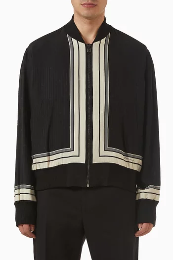Printed Oversized Bomber Jacket in Silk