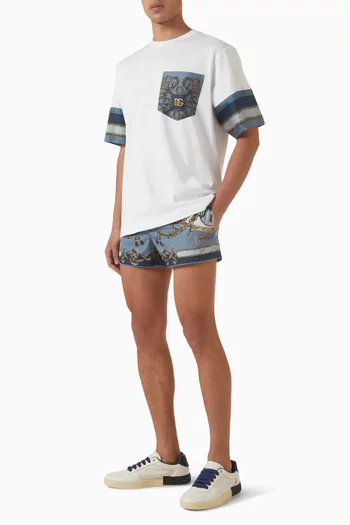 Printed Pocket T-shirt in Cotton-silk Blend