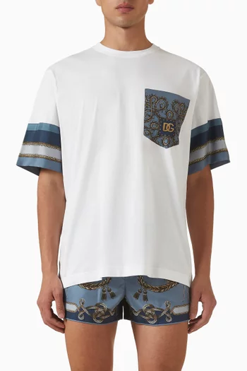 Printed Pocket T-shirt in Cotton-silk Blend