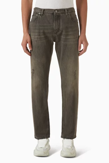 Logo-plaque Distressed Jeans