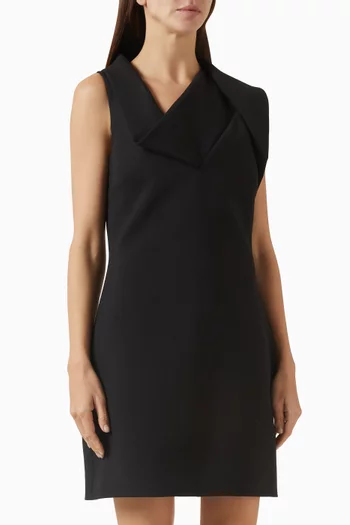 Asymmetric Mini Dress in Virgin Wool Blend