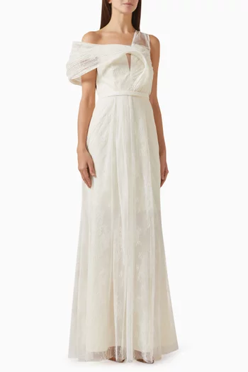 Asymmetric Gown in Lace