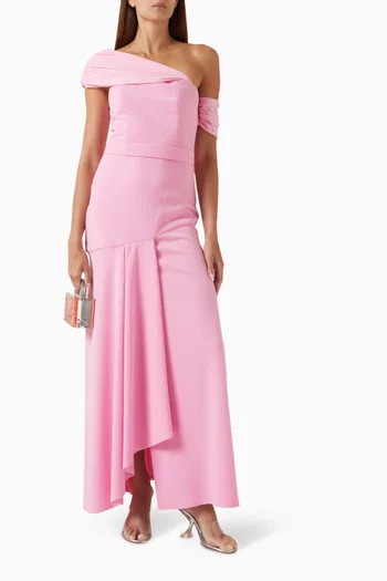 One-shoulder Dress in Knit Crepe