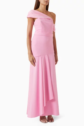One-shoulder Dress in Knit Crepe