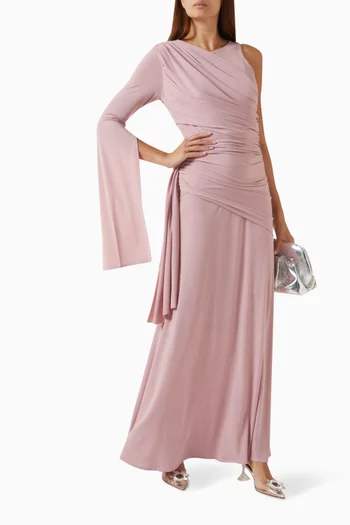 Asymmetric Draped Gown in Crepe-knit