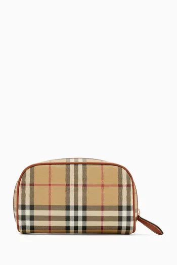 Small Check Cosmetic Pouch in Coated-canvas