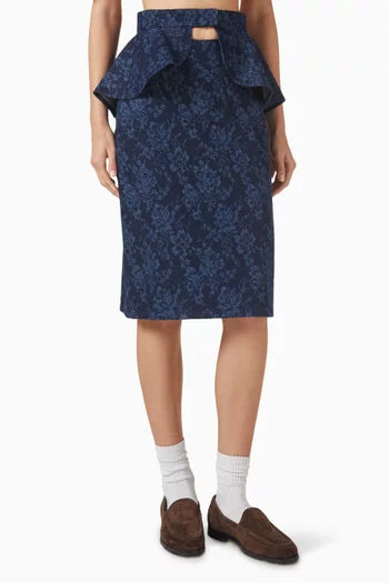 Lace-print Midi Skirt in Denim