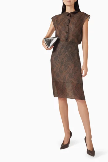 Lace-print Midi Skirt in Organza