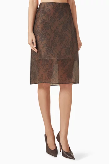 Lace-print Midi Skirt in Organza