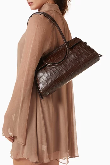 Maude Shoulder Bag in Croc-embossed Leather