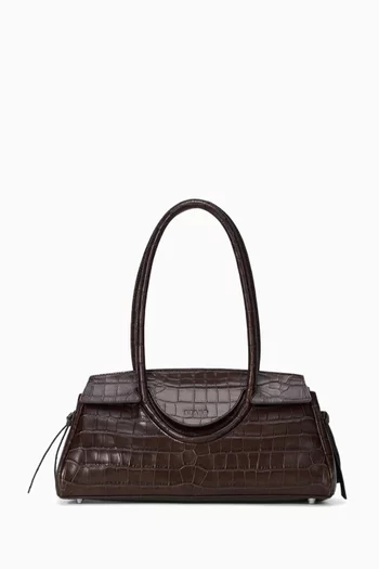 Maude Shoulder Bag in Croc-embossed Leather