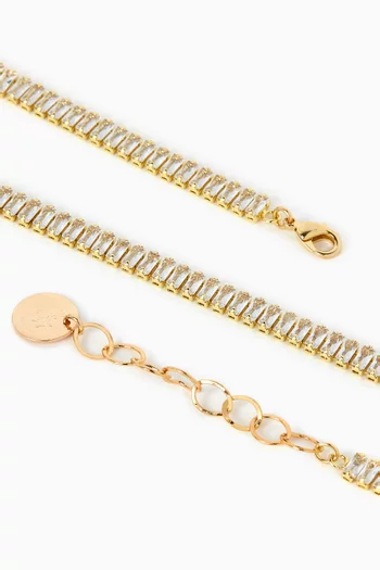 Crystal Chain Necklace in 18kt Gold-plated Brass