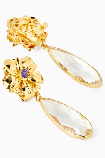 Omega Clasp Flowers Drop Earrings in Gold-plated Brass