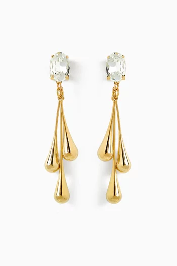 Omega Clasp Oval Drop Earrings in Gold-plated Brass
