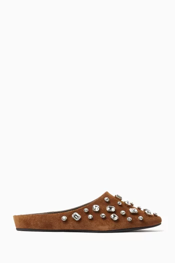 Narcisa Crystal Slides in Suede