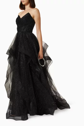 Bustier Layered Gown in Tulle