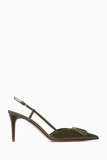 VLOGO 80 Signature Slingback Pumps in Patent Leather