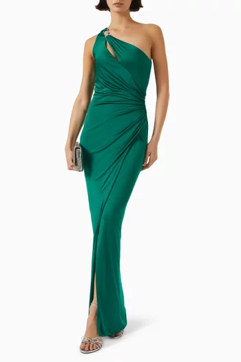Draped One-shoulder Gown in Viscose Jersey