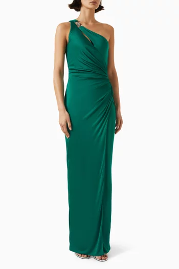 Draped One-shoulder Gown in Viscose Jersey