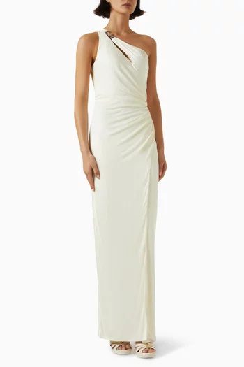 Draped One-shoulder Gown in Viscose Jersey