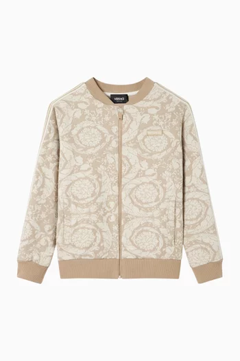 Barocco Jacquard Zip Sweatshirt in Cotton-jersey